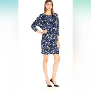 NINE WEST Women's 3/4 SLV Dolman Blouson Layered Dress Size 10